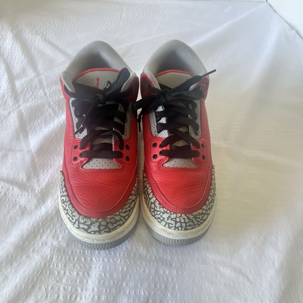 Jordan 3 Retro Athletic Shoes Red Cement CQ0488-600 Size 5.5Y Insoles Replaced